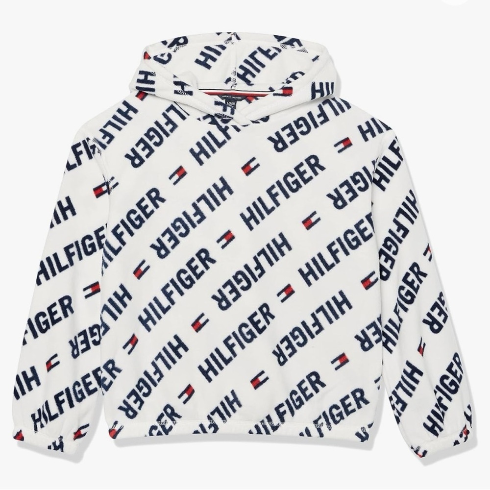 Tommy Hilfiger Girls Sport Popover Hoodie - White/Blue, Size XL (16)